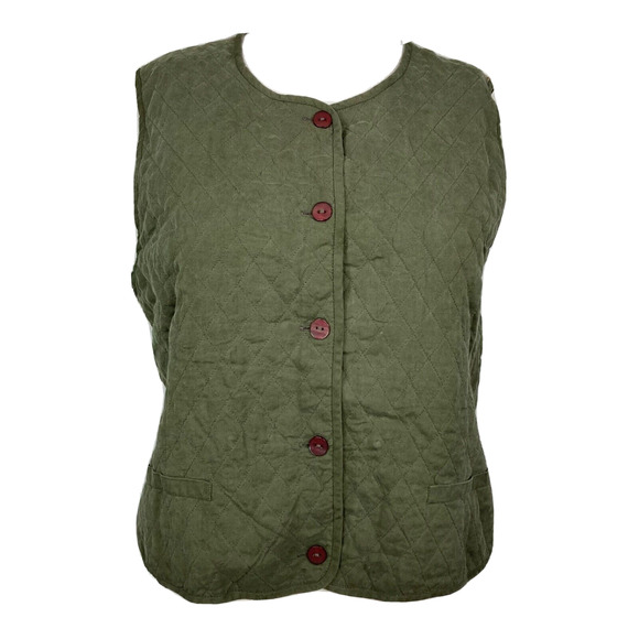 Pendleton Tops - Pendleton Vest Womens Sz 8 Quilted Green‎ Paisley Button Up Sleeveless